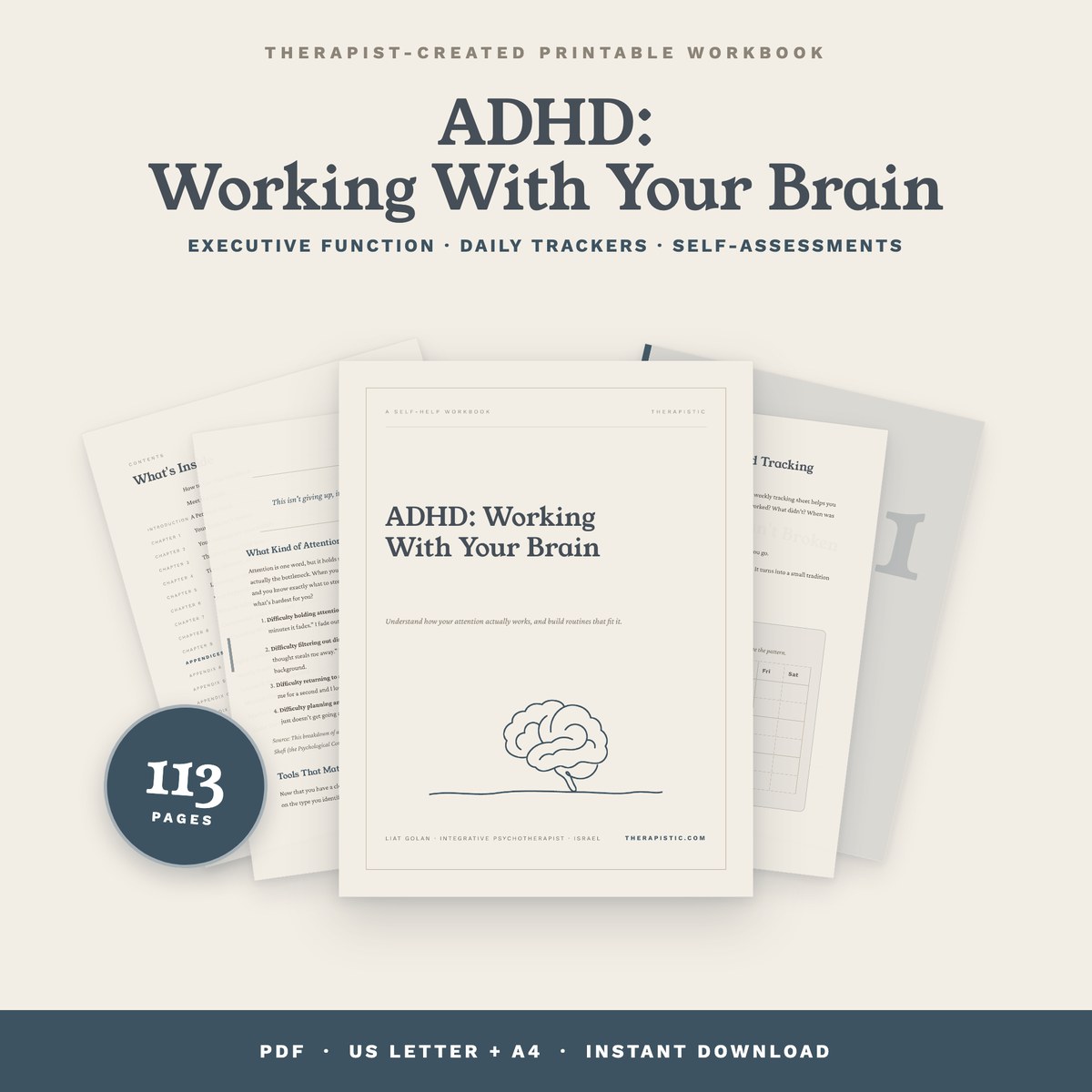 ADHD: Working With Your Brain, a printable PDF workbook