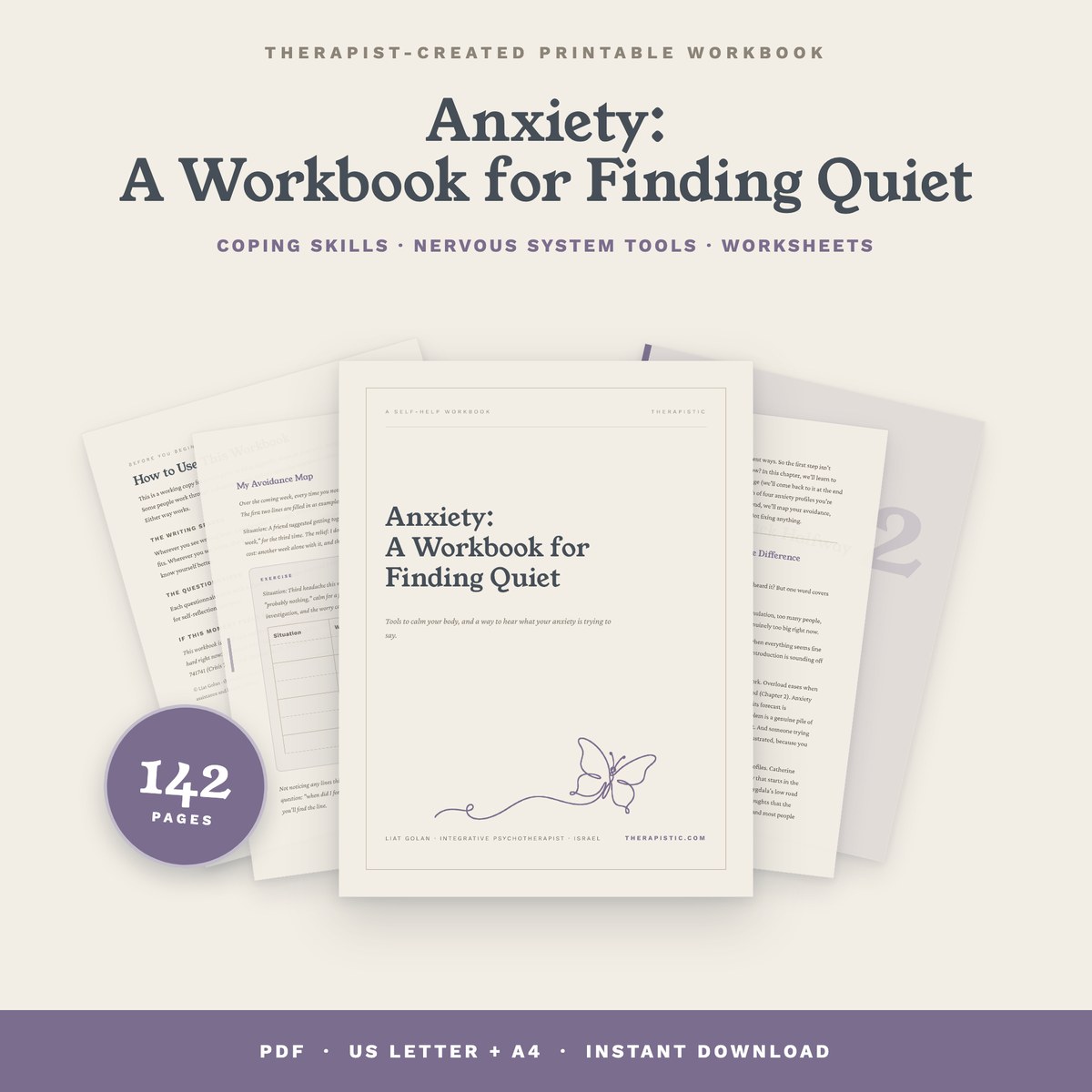 Anxiety: A Workbook for Finding Quiet, a printable PDF workbook