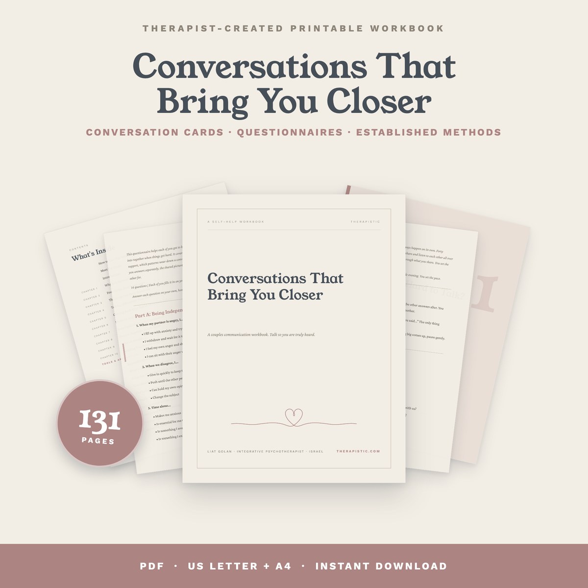 Conversations That Bring You Closer, a printable PDF workbook for couples